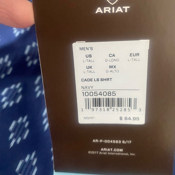 ARIAT CADE CLASSIC FIT NAVY PRINT - MENS SHIRT - 10054085 - Picture 4 of 4